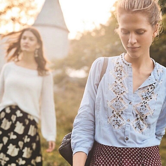 Anthropologie Needlepoint beaded striped shirt - Picture 2 of 7